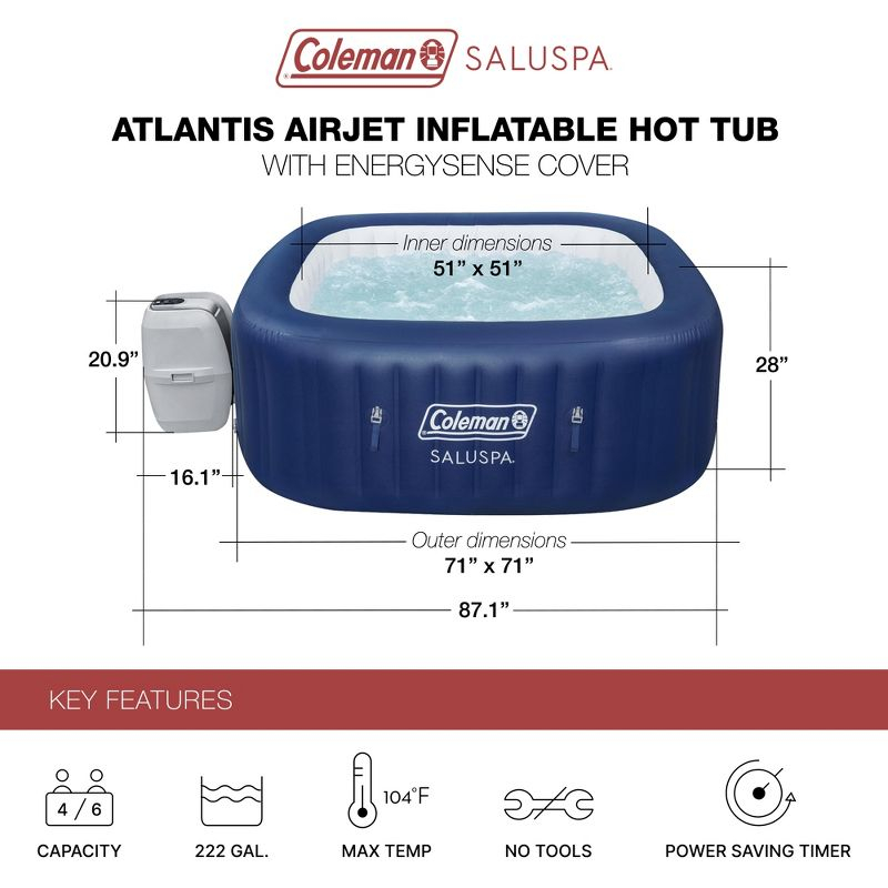 Bestway Coleman Hawaii AirJet Hot Tub + Bestway SaluSpa Underwater Non Slip Pool and Spa Seat with Adjustable Legs, Gray (2 Pack)