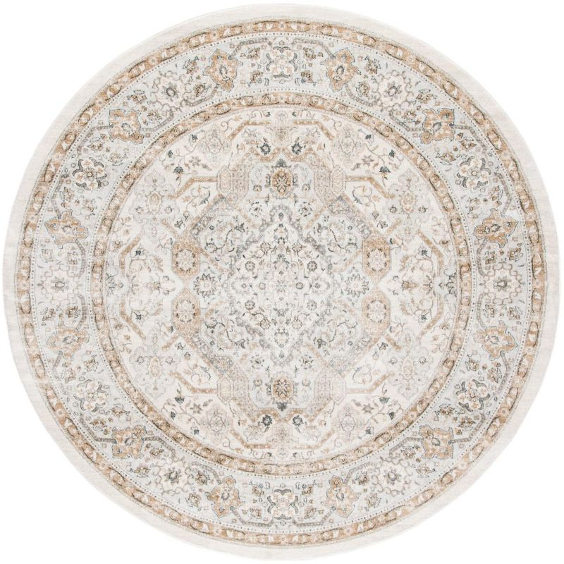 Isabella ISA916 Power Loomed Area Rug - Cream/Beige - 8' Round - Safavieh