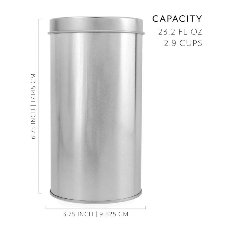 Solstice Large Double Seal Tea Canisters 4pk; Round Metal Containers with Interior Seal Lid