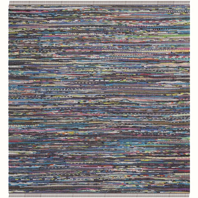 Rag Rug RAR121 Hand Woven Indoor Area Rug - 6'x6' - Rust/Multi - Safavieh