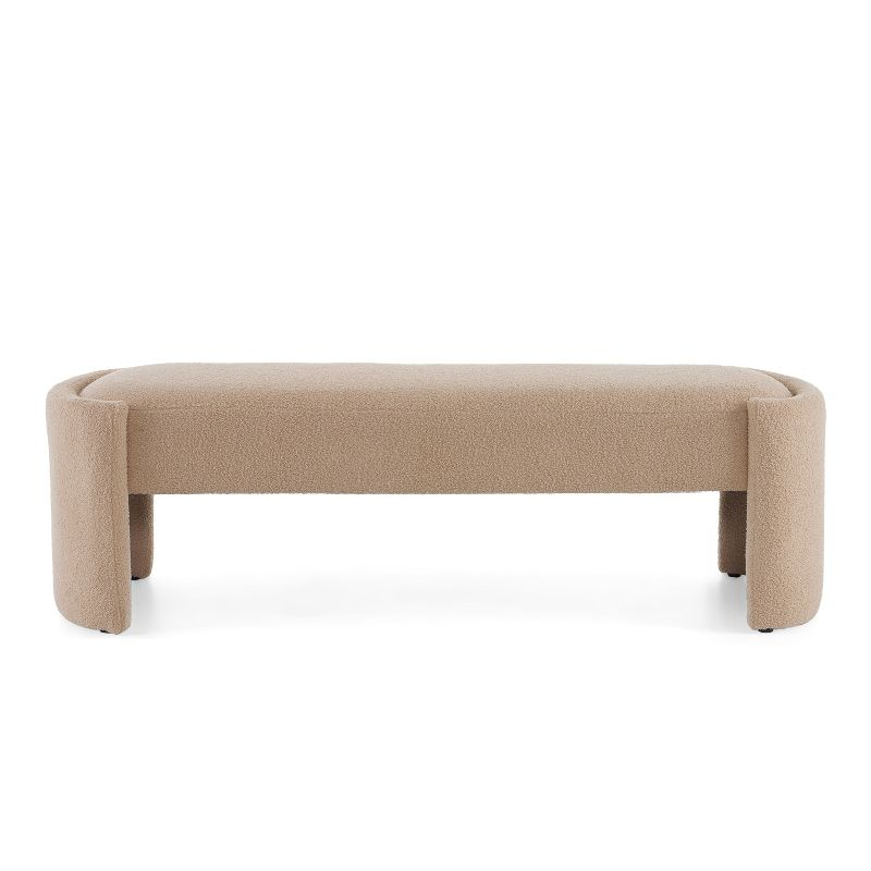 Christopher Knight Home Eugene Modern Boulce Upholstered Ottoman, Light Camel