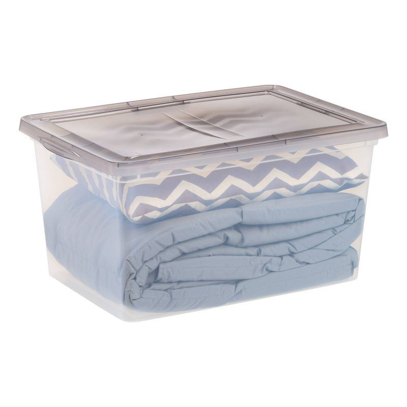 IRIS 58qt Snap Top Plastic Storage Bin: Clear, Stackable, Portable, Utility Storage Tubs & Totes, 24"x16.25"x12.125"