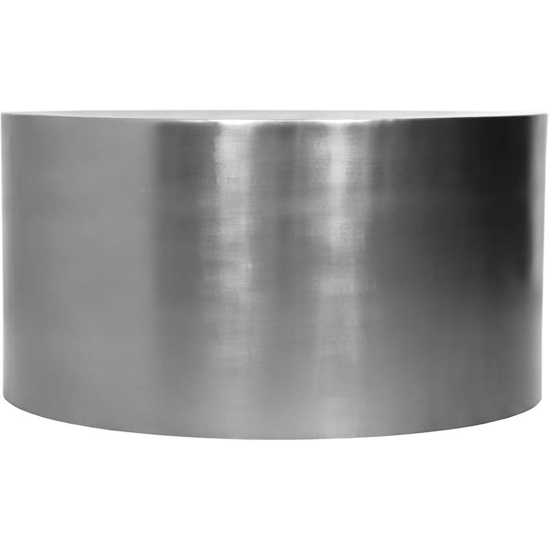 Cylinder Round Brushed Chrome Metal Coffee Table-Meridian Furniture