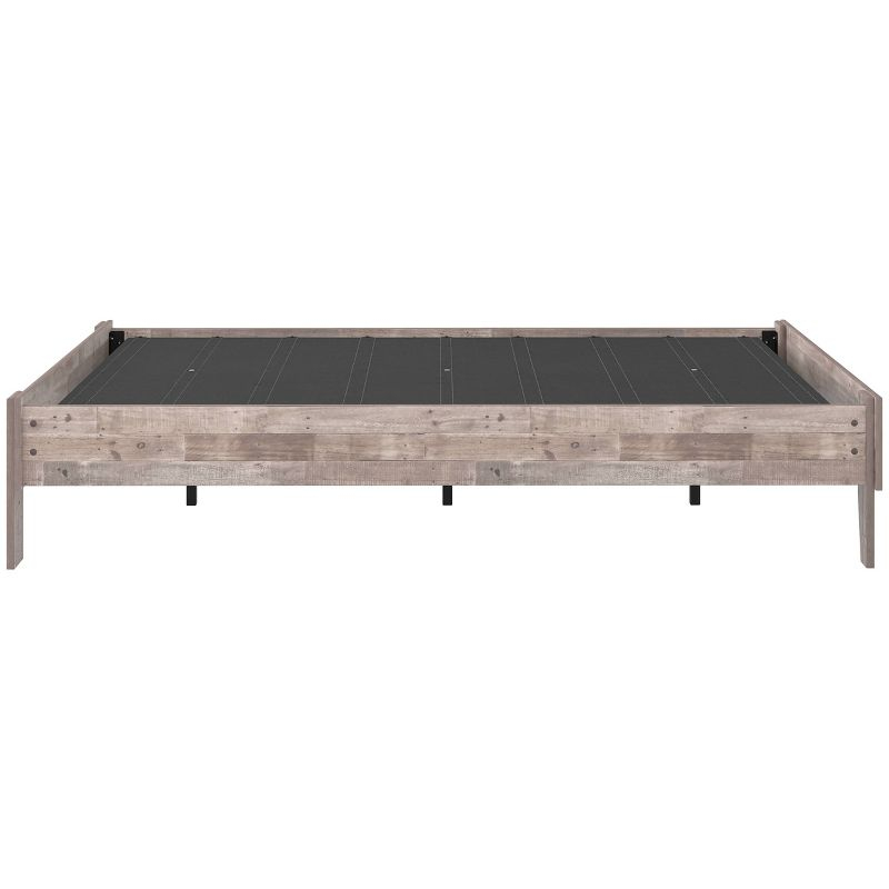 Full Neillsville Platform Bed Whitewash - Signature Design by Ashley: Wood Frame, No Box Spring Needed