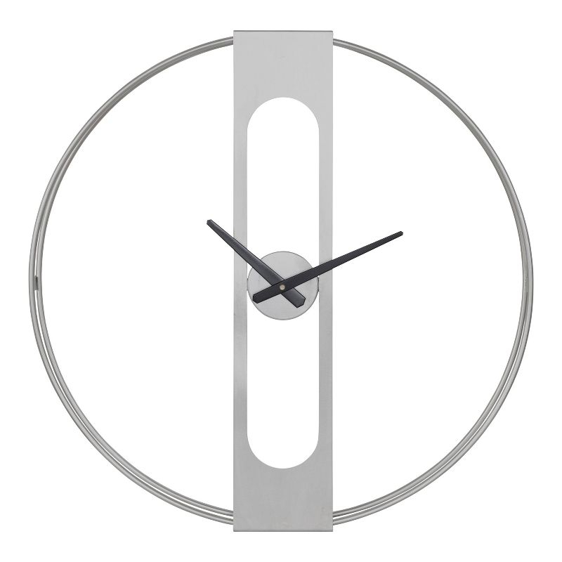 22"x22" Urgo Numberless Metal Wall Clock Silver - Kate & Laurel All Things Decor: Large, Modern Indoor Timepiece