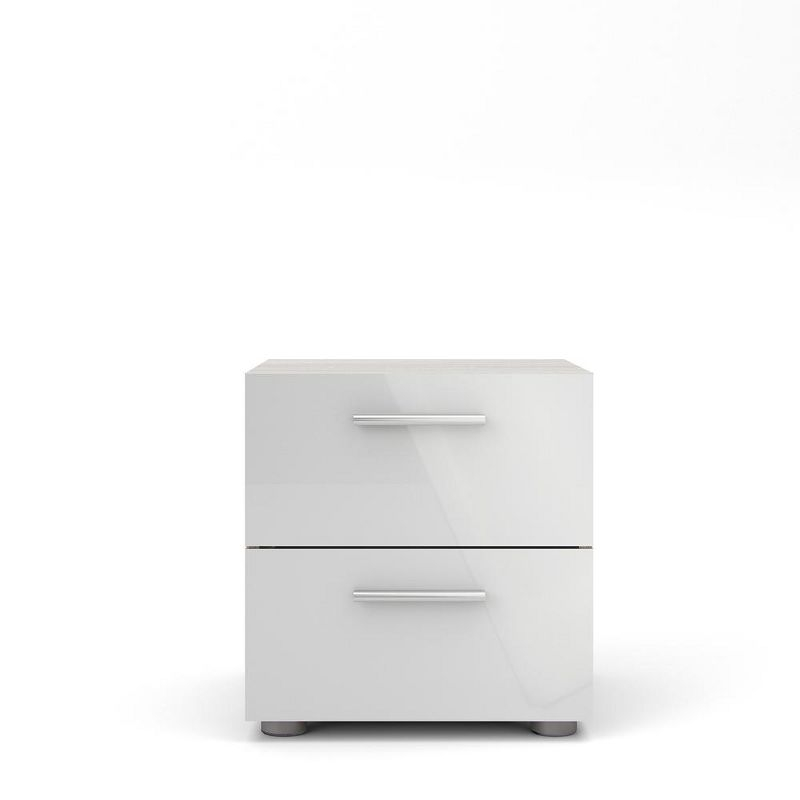 Tvilum, Austin 2 Drawer Nightstand, Oak Structure/White High Gloss