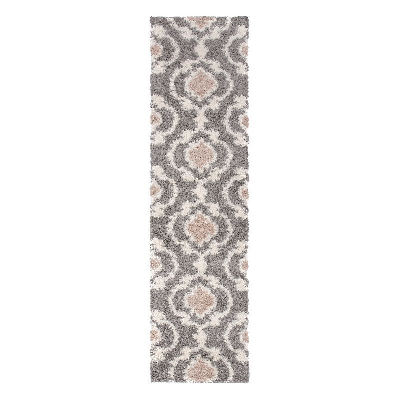 World Rug Gallery Cozy Moroccan Trellis Shag Area Rug - Gray 2' x 7'