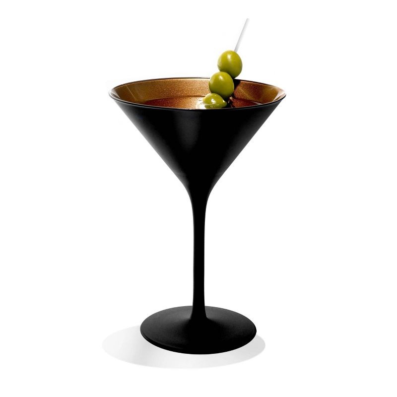 Set of 6 Olympia Martini Drinkware 8oz Glasses Black/Bronze - Stolzle Lausitz: Lead-Free Crystal, Dishwasher-Safe Glassware