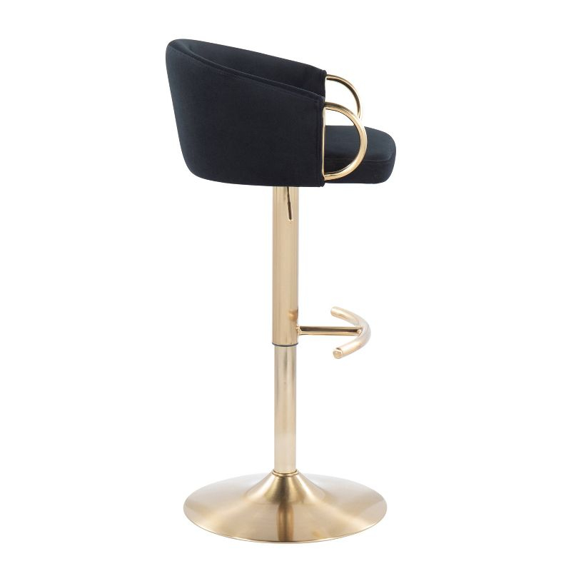 Set of 2 Claire Velvet/Steel Barstools Gold/Black - LumiSource: Swivel, Adjustable Height, Modern Design