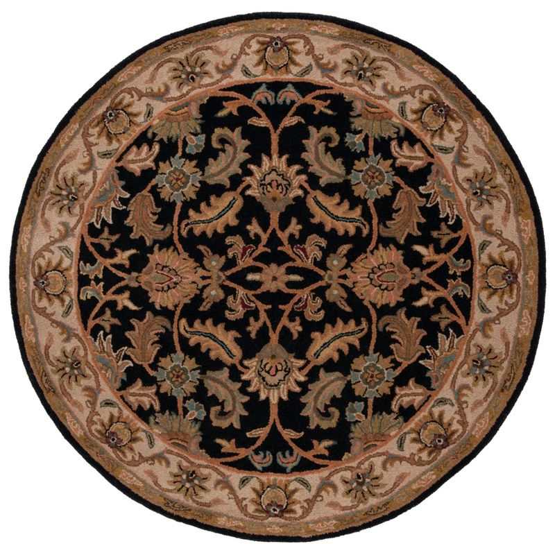 Heritage HG628 Hand Tufted Area Rug - Black/Beige - 6' Round - Safavieh.