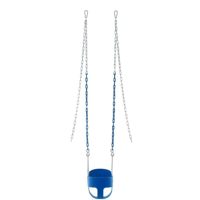 Swingan High Back, Full Bucket Toddler & Baby Swing with Vinyl Coated Chain - Fully Assembled - Blue