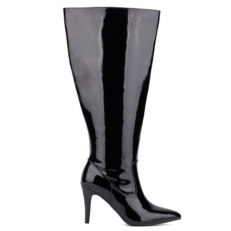 Fashion To Figure Women's Lisette Knee High Boot - Wide Width - 8, BLACK PATENT