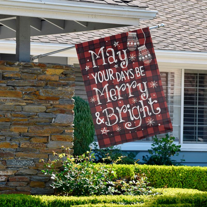 Northlight Red Buffalo Plaid Merry and Bright Christmas House Flag 28" x 40"