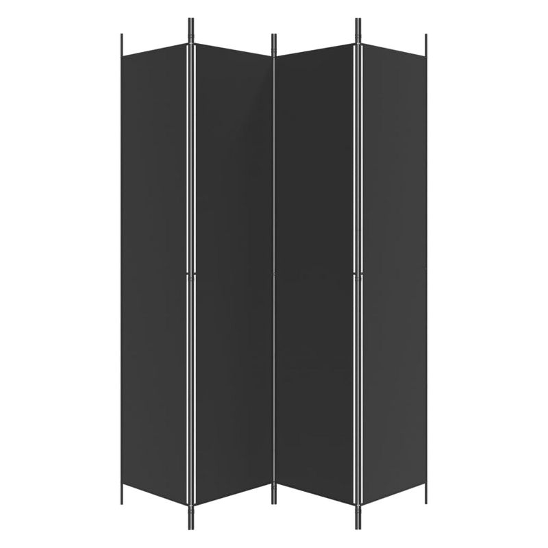 vidaXL 4-Panel Room Divider in Black Fabric - Versatile aid to Create Privacy, Block Sunlight and Enhance Decor - Foldable, Easy to Store and Assemble