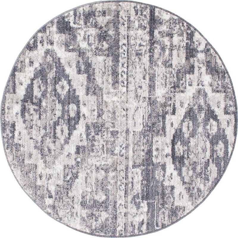 Unique Loom 3' 3 x 3' 3 Round Gray Basilica Malasana Area Rug