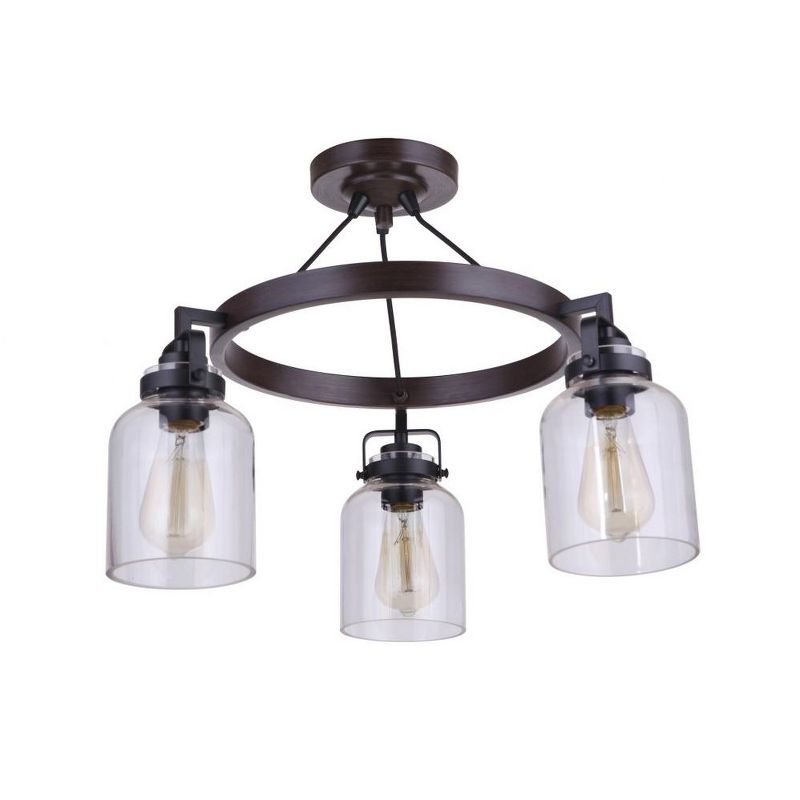 Craftmade Lighting Foxwood 3 - Light Semi-Flush Mount in  Flat Black/Dark Teak
