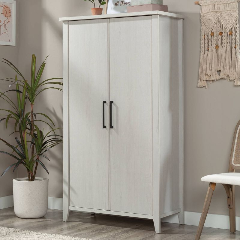 Sauder Summit Station Storage Cabinet Glacier Oak: Laminated MDF, 4 Adjustable Shelves, CARB Certified