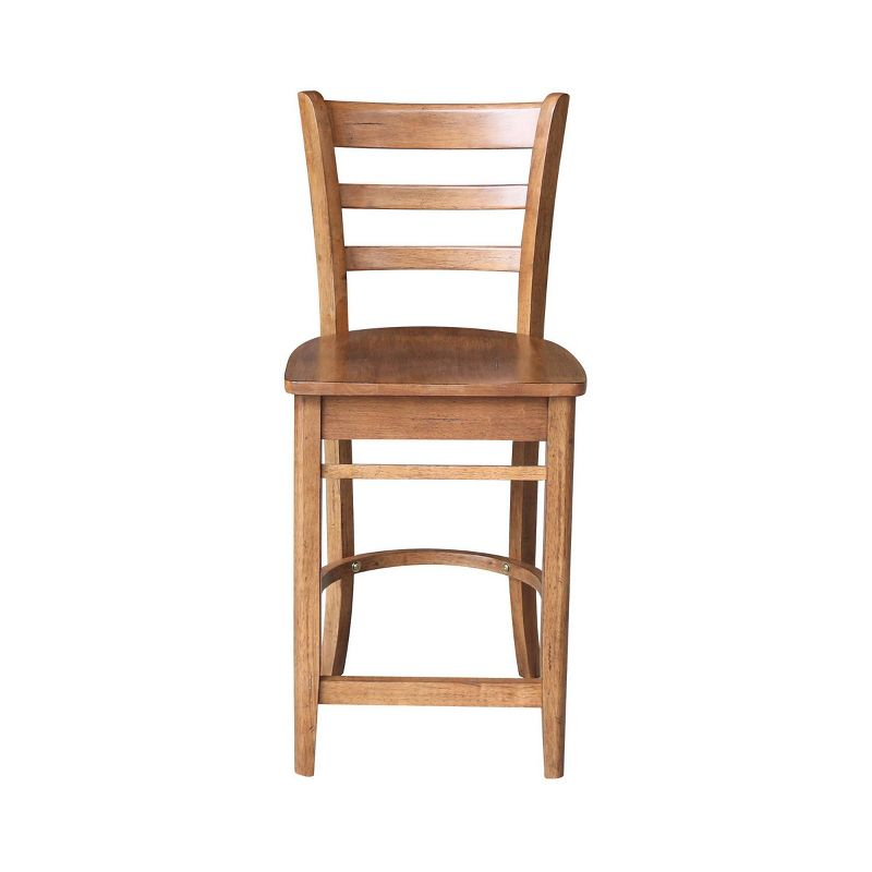 International Concepts 24" Emily Counter Height Barstool Distressed Oak: Hardwood Frame, Ladder-Back Design