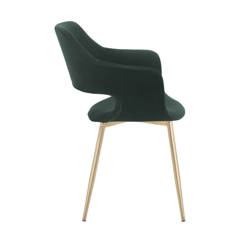 Gigi Velvet Metal Dining Room Chair Green - Armen Living: Gold Legs, Ergonomic Back, Set of 2