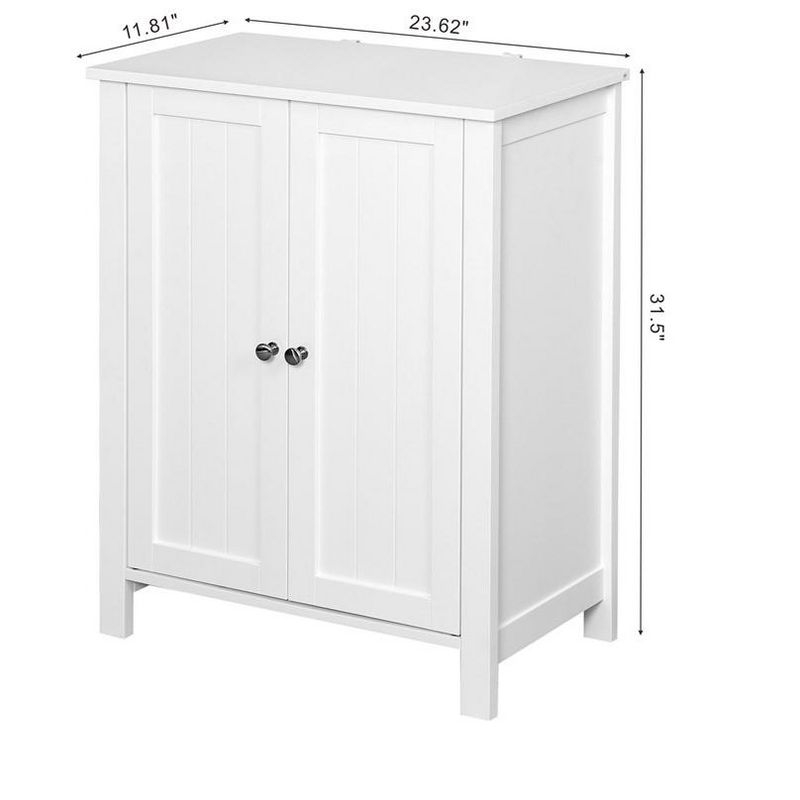 Bathroom Floor Storage Cabinet with Double Door Adjustable Shelf, White