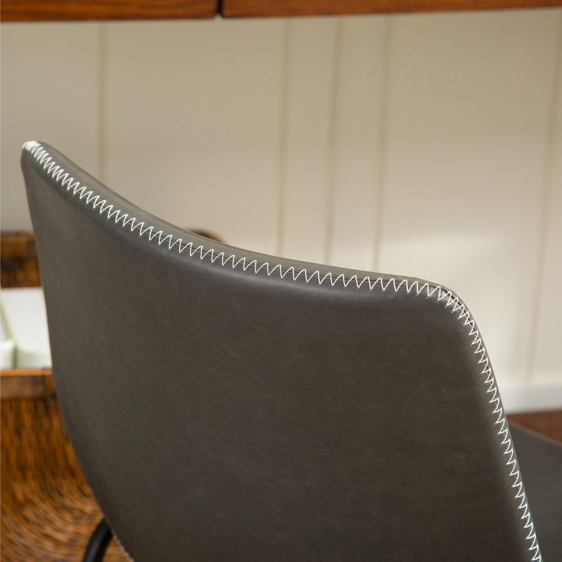 Roundhill Furniture Lotusville Vintage PU Leather Dining Chairs, Antique Gray, Set of 2