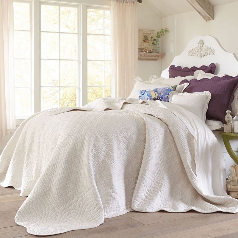 BrylaneHome Florence Oversized Bedspread - Full, Ecru