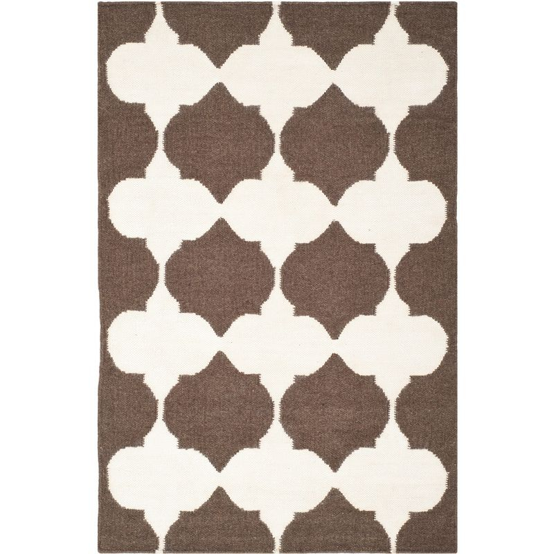 Dhurries DHU624 Hand Woven Accent Rug - Brown/Ivory - 2'6"x4' - Safavieh.