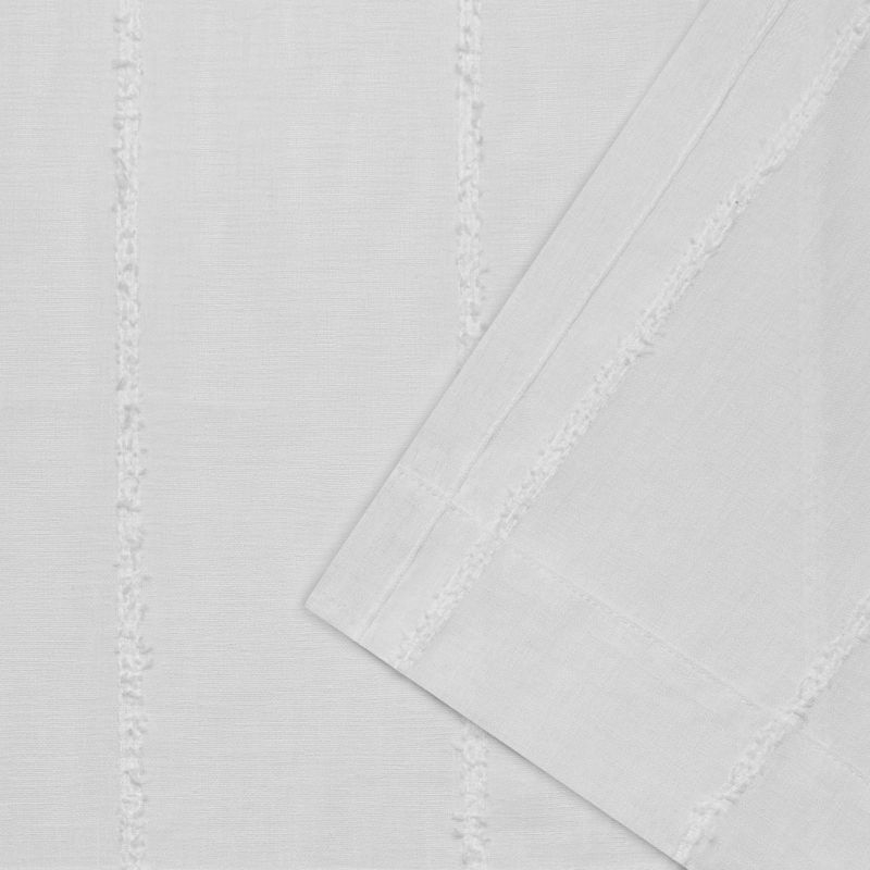 Set of 2 96"x54" Santos Embellished Stripe Sheer Rod Pocket Window Curtain Panel White - Exclusive Home: Mid-Century Modern, 96 Inch