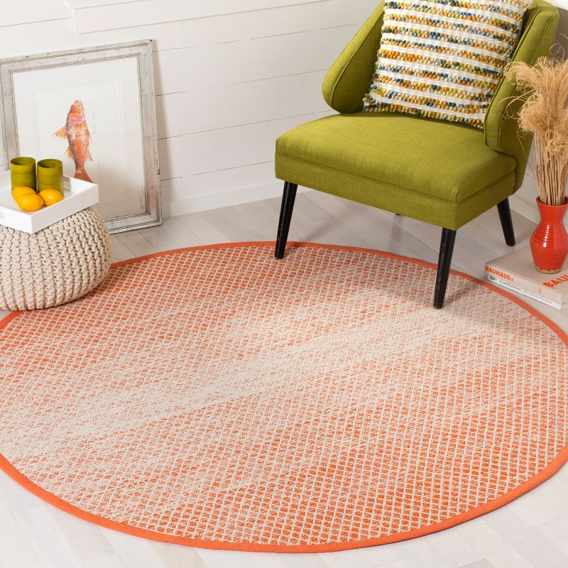 Montauk MTK601 Hand Woven Indoor Accent Rug - Orange/Ivory - 4' Round - Safavieh