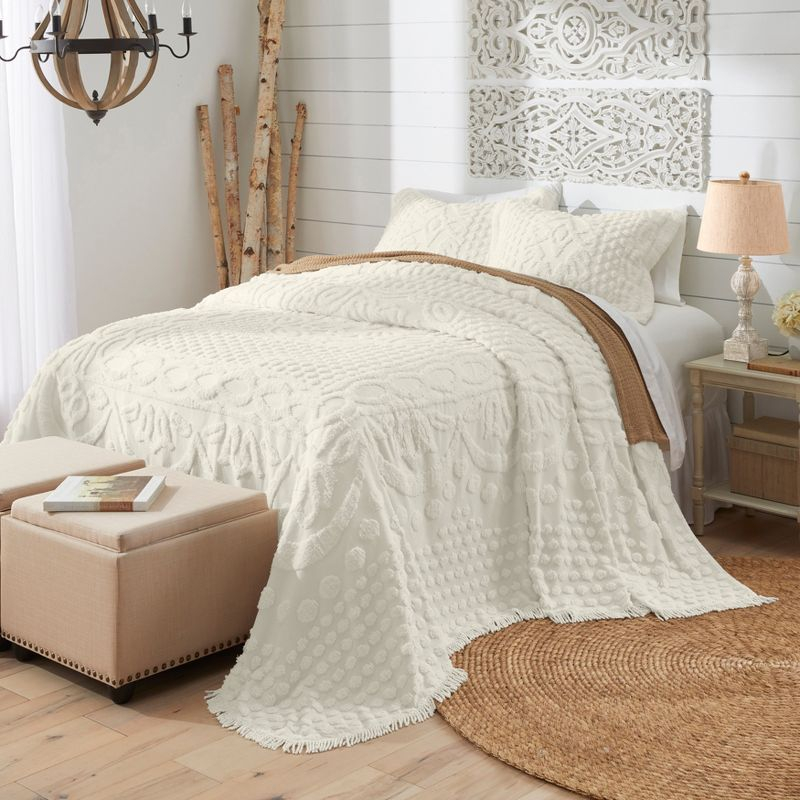 BrylaneHome Georgia Chenille Bedspread - Queen, Blue