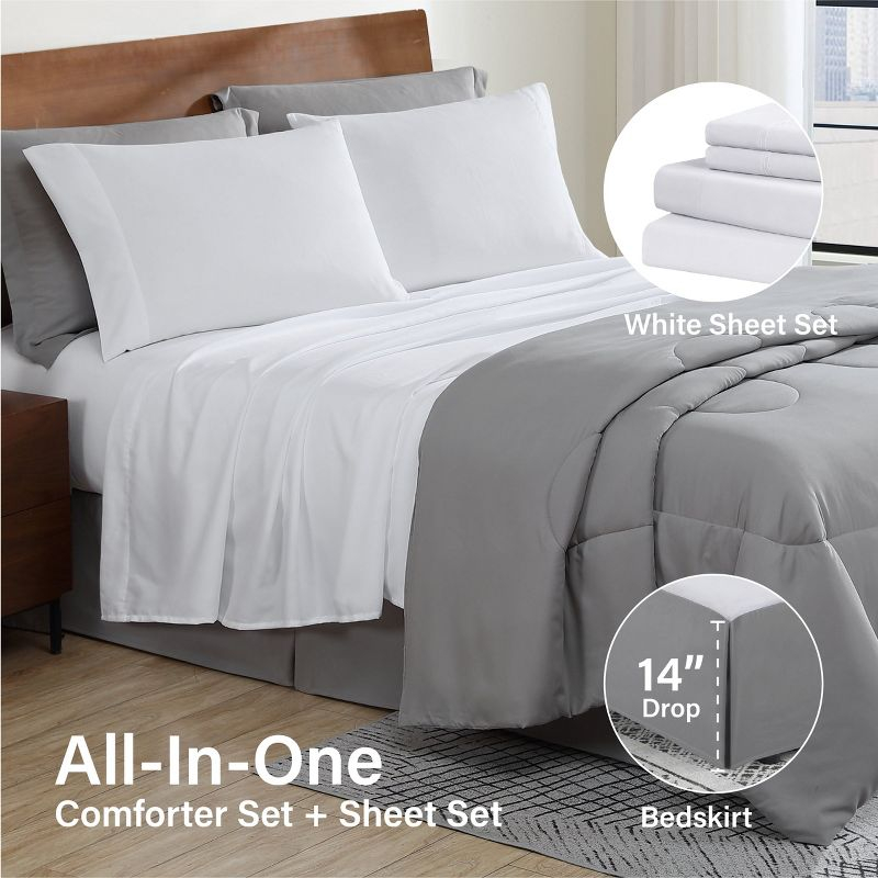 Swift Home | 8-Piece Ultra Soft Solid Bed-In-A-Bag Bedding Set Indigo King