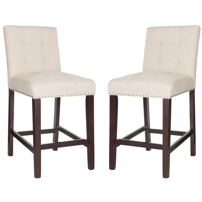 Nikita Counter Stool (Set of 2) - BST6303 - Beige/Espresso - Safavieh
