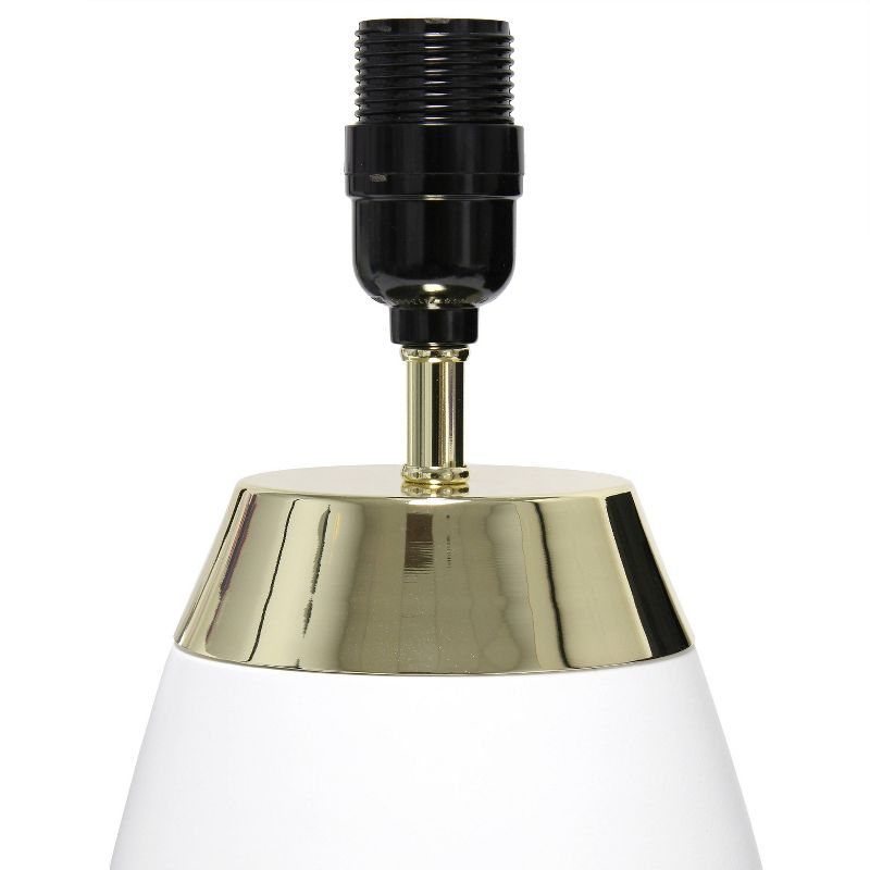 14" Tall Modern Contemporary Two-Tone Metallic Bedside 4 Settings Touch Table Desk Lamp White - Simple Designs: ETL Listed, Cotton Shade