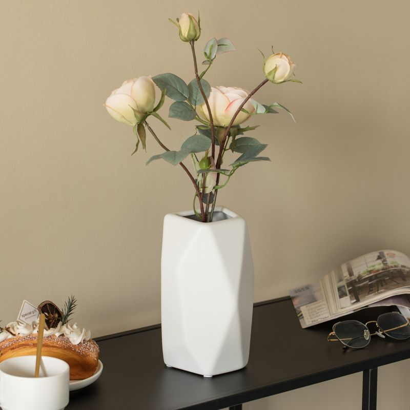 Uniquewise 8" H Decorative Ceramic Multi Paned Vase, Modern Style Centerpiece Table Vase White, Medium