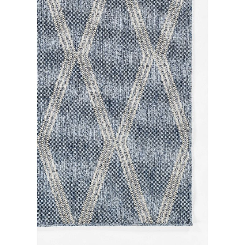 Momeni 5'3"x7' Hampton Ozzy Machine Loomed Indoor/Outdoor Area Rug Blue: Geometric Pattern, Low Pile, Polypropylene