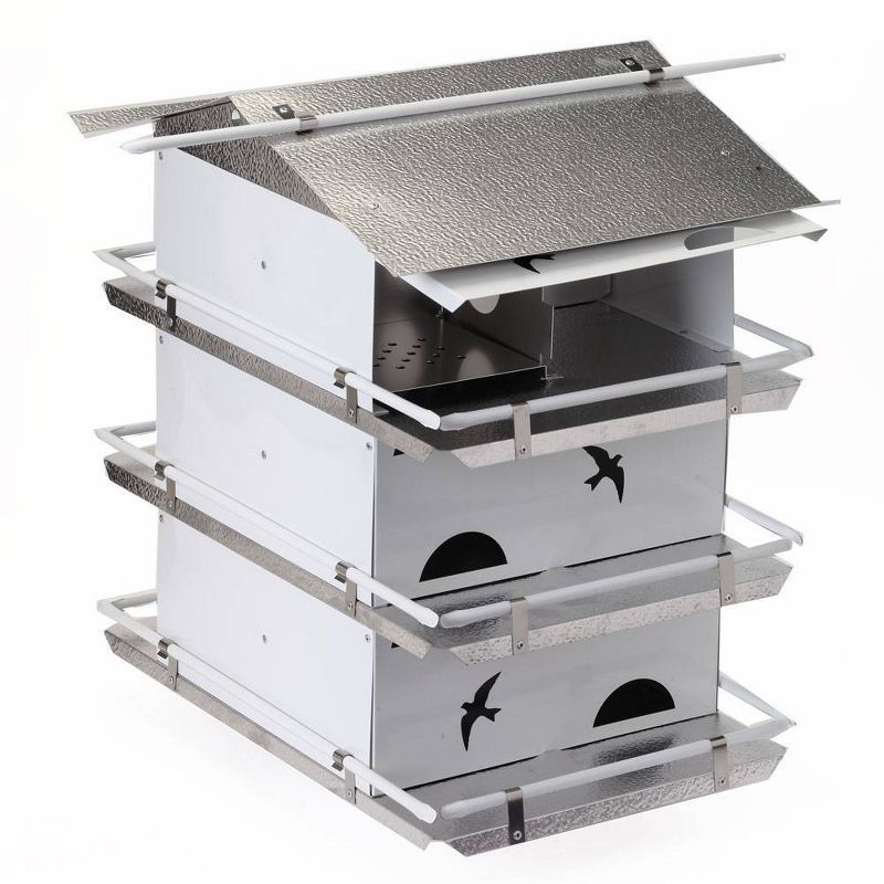 Birds Choice 20" Silver Purple Martin House Watersedge Suites: Aluminum, Weather-Resistant, Pole Mount