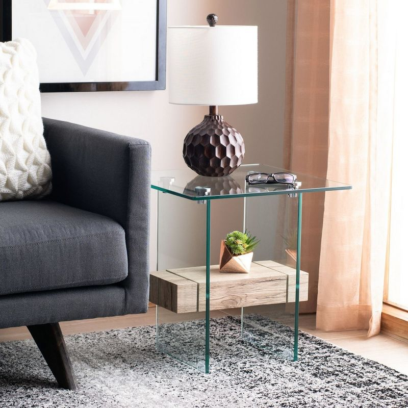 Kayley Accent Table - Glass/Natural Shelf - Safavieh.