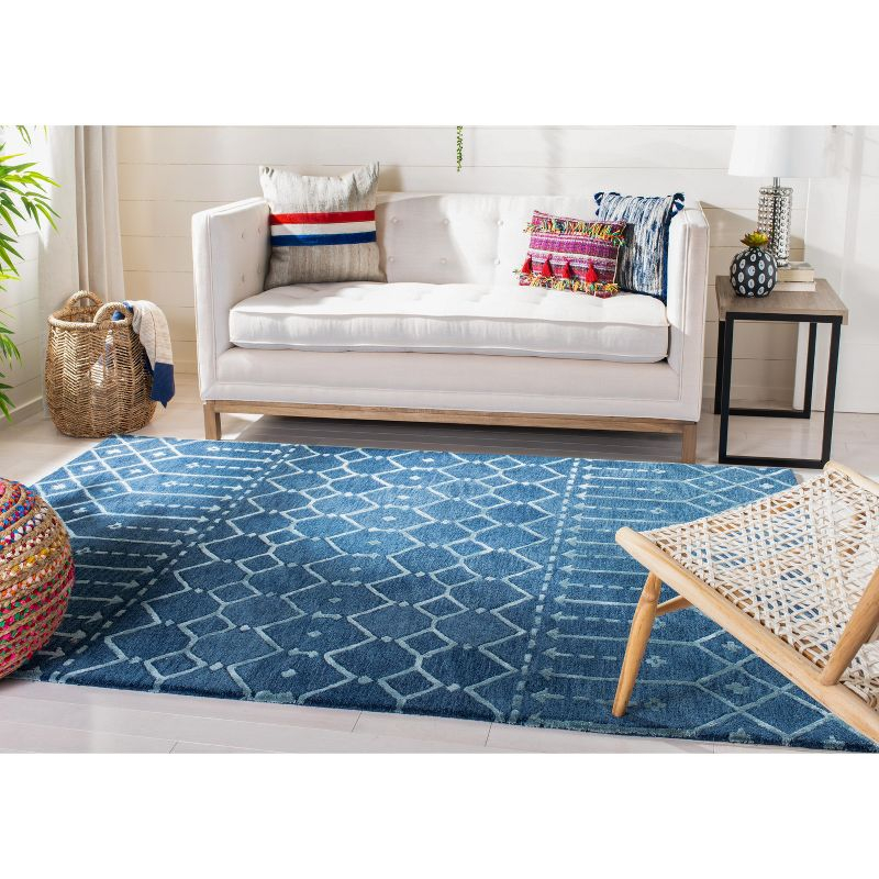 Himalaya HIM903 Handmade Area Rug - 8'x8' - Navy/Silver - Safavieh