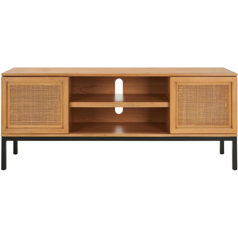 Zadie 2 Shelf Rattan Media Stand - MED5009 - Natural/Black - Safavieh