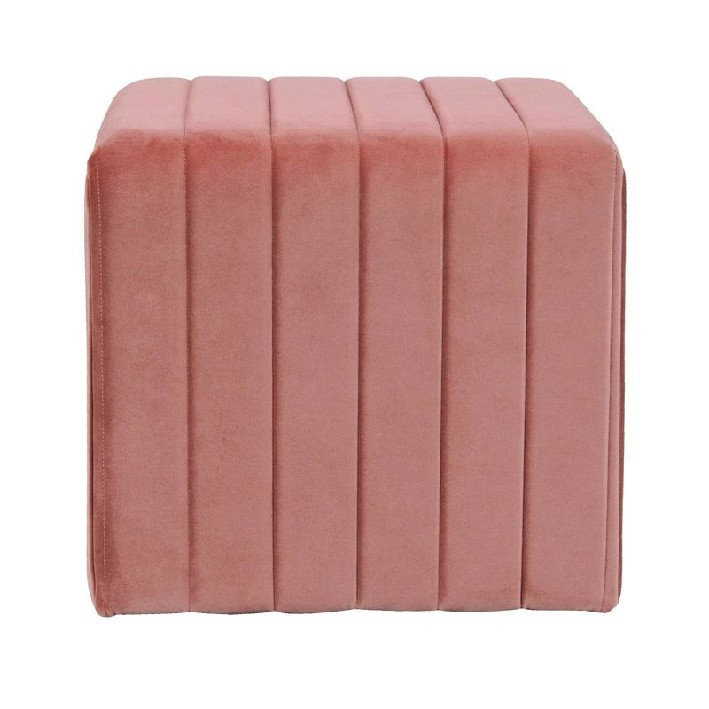 Modern Channel Ottoman Blush Velvet - HomePop: Upholstered, Tufted, Luxury Seating