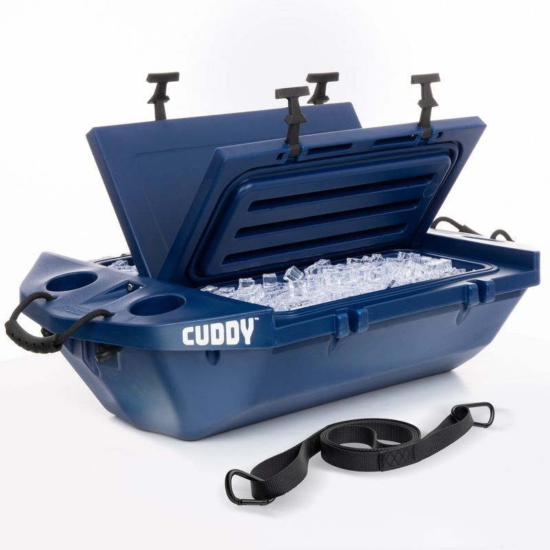 Cuddy Floating Cooler and Dry Storage Vessel - 40QT - Amphibious Hard Shell Design, Navy