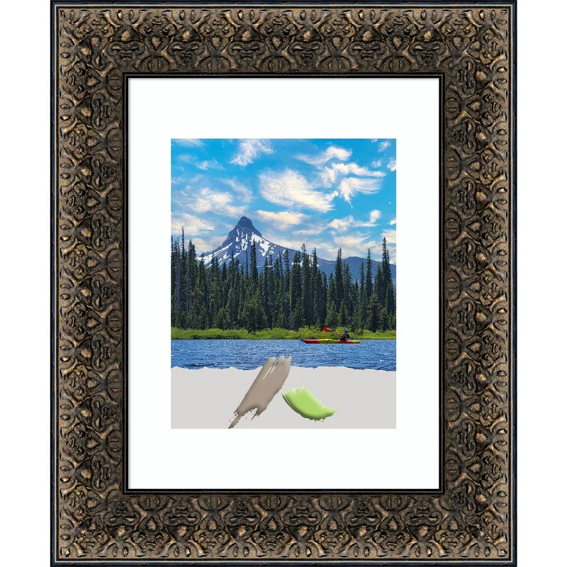 Amanti Art Intaglio Embossed Black Wood Picture Frame Opening Size 11x14 in. (Matted To 8x10 in.)