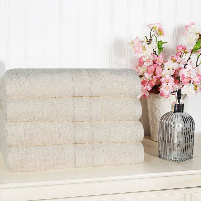 Ultra-Soft Cotton Solid Bath Towel Set of 4, Ivory - Blue Nile Mills