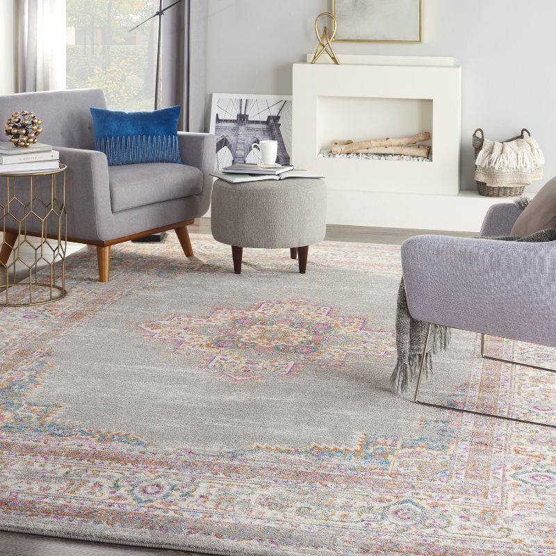 Nourison Passion Medallion Bohemian Indoor Rug Grey 12' x 15'