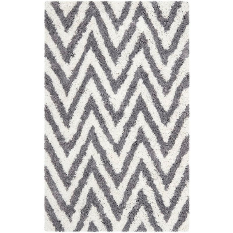 Shag SG250 Hand Tufted Area Rug Ivory / Grey 6' X 9' - Safavieh.