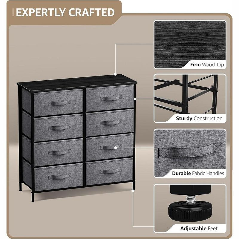 Sorbus Extra Wide Dresser Organizer With 8 Drawers - Black