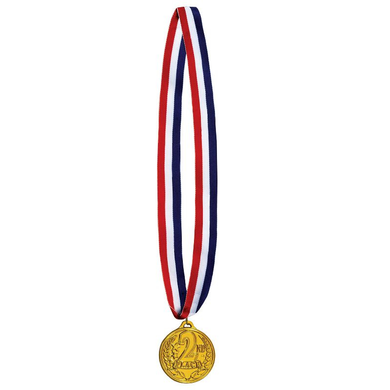 Beistle 2nd  Place Medal w/Ribbon, 30" w/2" Medal, (6/Pkg) 2nd Place