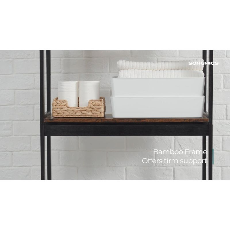 SONGMICS Over-The-Toilet Storage, 3-Tier Bathroom Organizer Over Toilet with Adjustable Shelves,Toilet Paper Holder, Rustic Brown and Ink Black
