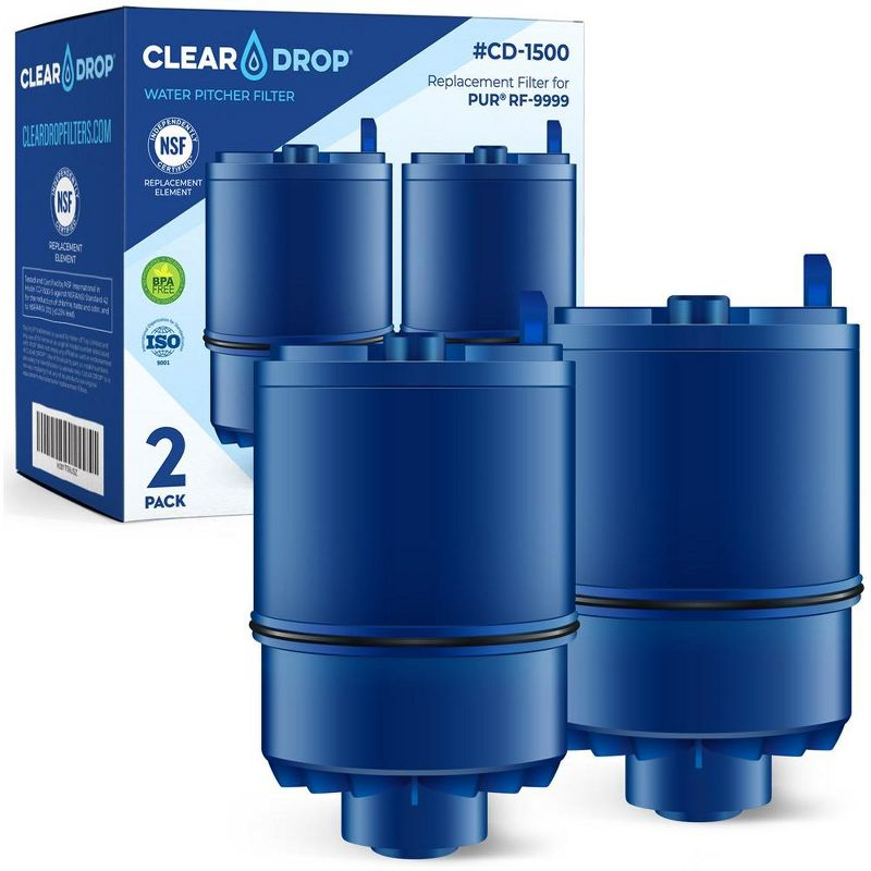Clear Drop Filter Replacement for PUR® RF9999 Faucet Water Filters, Fits all PUR® and PUR®PLUS Faucet Filtration Systems (2 Pack)