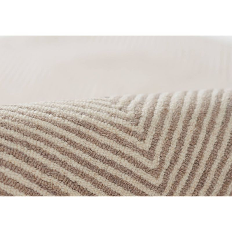 Momeni 9'x12' Charles Zig Zag Handtufted Area Rug Taupe: Wool, Low Pile, Indoor, Rectangle, Striped Pattern, Cotton & Latex Backing